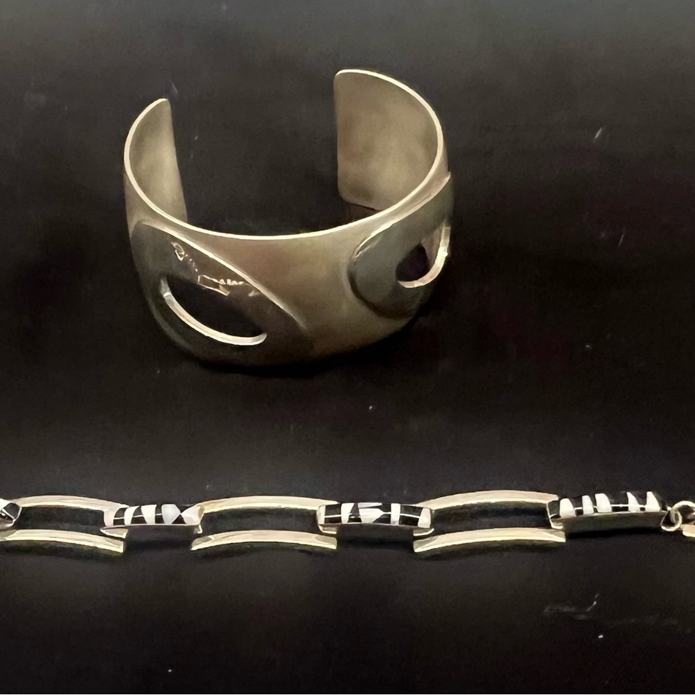 Silver Cuff Bracelet and Chain link bracelet